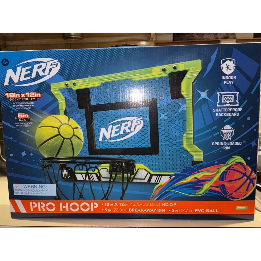 NERF Pro Indoor Over-the-door Mini Basketball Hoop, Mini Basketball NEW